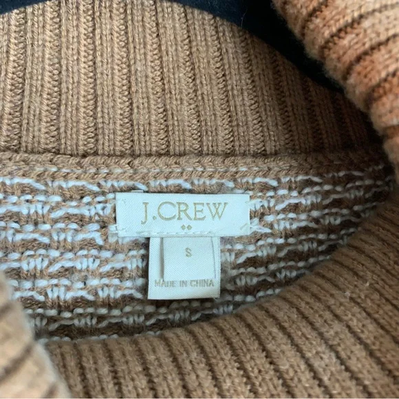 J. Crew Turtleneck Textured Tan and White Long Sleeve Sweater, size S - Picture 2 of 9